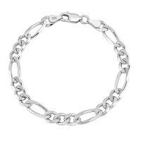 wholesale 925 Sterling Silver Figaro Chain Bracelet for Men Boys 5-5mm Italy 7 with Lobster Clasp-7.0 Inches