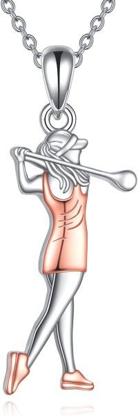 wholesale 925 Sterling Silver Golf Player Pendant Necklace - Elegant 24mm Lightweight Jewelry Gift for Golf Lovers-golf