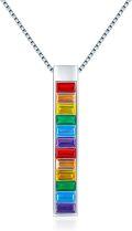 wholesale 925 Sterling Silver Rainbow Crystal Pendant Necklace LGBTQ+ Pride s-0-0