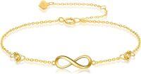 wholesale 14K Gold Infinity Chain Bracelet with Heart Charms and Moissanites - Valentines Day Gifts for Her-Infinity Heart Bracelet