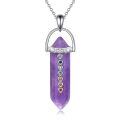 wholesale 925 Sterling Silver Amethyst Chakra Pendant Necklaces with 7 Colorful Gems for Women's Spiritual s-0-0