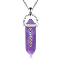 wholesale 925 Sterling Silver Amethyst Chakra Pendant Necklaces with 7 Colorful Gems for Women's Spiritual s-Amethyst