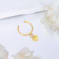 wholesale 14K Gold Adjustable Open Toe Cuff Ring for Women Dangle Heart Leaf-0-1