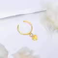 wholesale 14K Gold Adjustable Open Toe Cuff Rings Wholesale for Women Dangle Heart Leaf-0-1