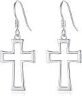 wholesale 925 Sterling Silver Hypoallergenic Long Cross Dangle Earrings for Women - Christian Religious -0-0