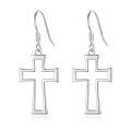 wholesale 925 Sterling Silver Hypoallergenic Long Cross Dangle Earrings for Women - Christian Religious -0-0