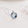 wholesale  Sterling Silver Blue Crystal Moon Star Initial Pendant Necklace Gift -0-9
