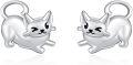 wholesale 925 Sterling Silver Cat Stud Earrings with Moon Heart Design for Women-0-0