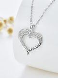 wholesale 925 Sterling Silver Lab-Grown Diamond Double Heart Pendant Necklace with I Love You Forever Engraving for Women-0-5