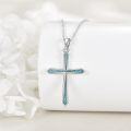 wholesale 925 Sterling Silver Turquoise Cross Necklace for Women Jewelry-0-3