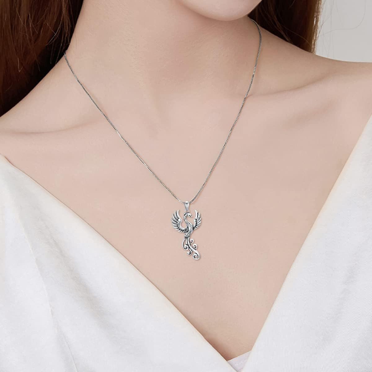 wholesale 925 Sterling Silver Phoenix Bird Pendant Necklace for Women-0-1