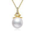 TOUPOP 14K Gold Freshwater Pearl Necklace Bow Heart Dolphin Pendant-0-0
