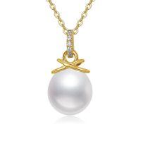 TOUPOP 14K Gold Freshwater Pearl Necklace Bow Heart Dolphin Pendant-undefined