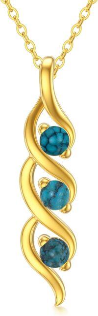 wholesale 14K Gold Turquoise Stone Infinity Pendant Necklace for Women - Length: Adjustable (17-23 inches)-Style-2