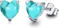 wholesale 925 Sterling Silver Heart Turquoise Stud Earrings Vintage  for Women Girls-0-0