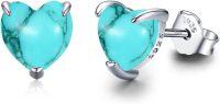 wholesale 925 Sterling Silver Heart Turquoise Stud Earrings Vintage  for Women Girls-10A-Heart (Turquois)
