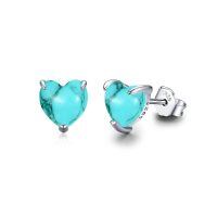 wholesale 925 Sterling Silver Heart Shape Turquoise Stud Earrings For Women-10A-Heart (Turquois)