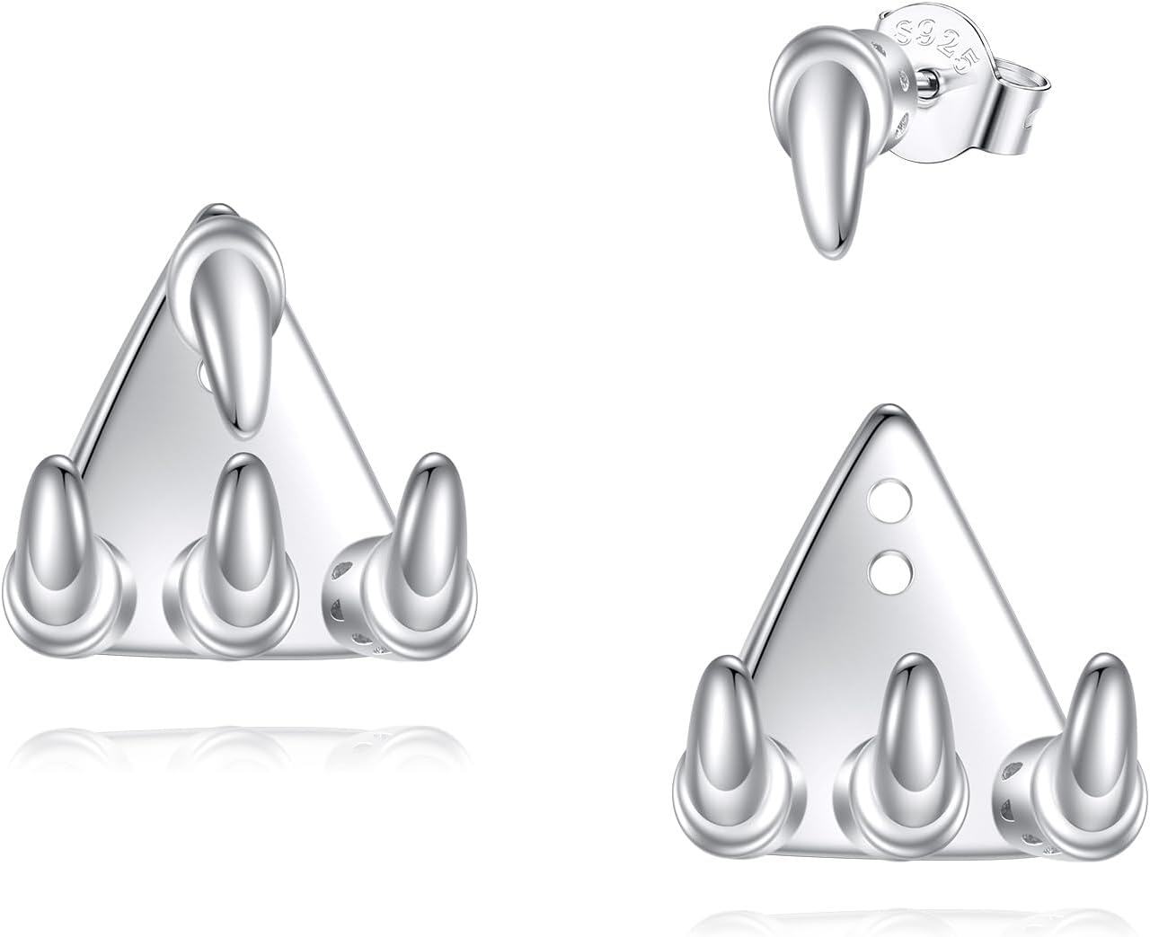 Sterling Silver Cubic Zirconia Claw Earrings Ear Cuff for Women-Dragon Claw