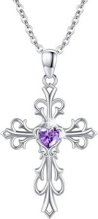 wholesale 925 Sterling Silver Moonstone Birthstone Irish Cross Pendant Necklace for Women-Cross Necklace - February Birthstone