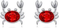 wholesale 925 Sterling Silver Red Austrian Crystal Crab Stud Earrings-07_Crab Red