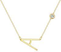 wholesale 14K Gold Moissanite Initial Pendant Necklace for Women-Letter A