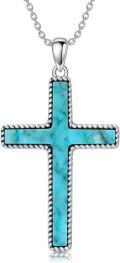 wholesale 925 Sterling Silver Turquoise Cross Pendant Necklace for Women-0-0