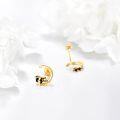 wholesale 14K Gold Panda Moon Stud Earrings - Cute Animal Design  for Her-0-5