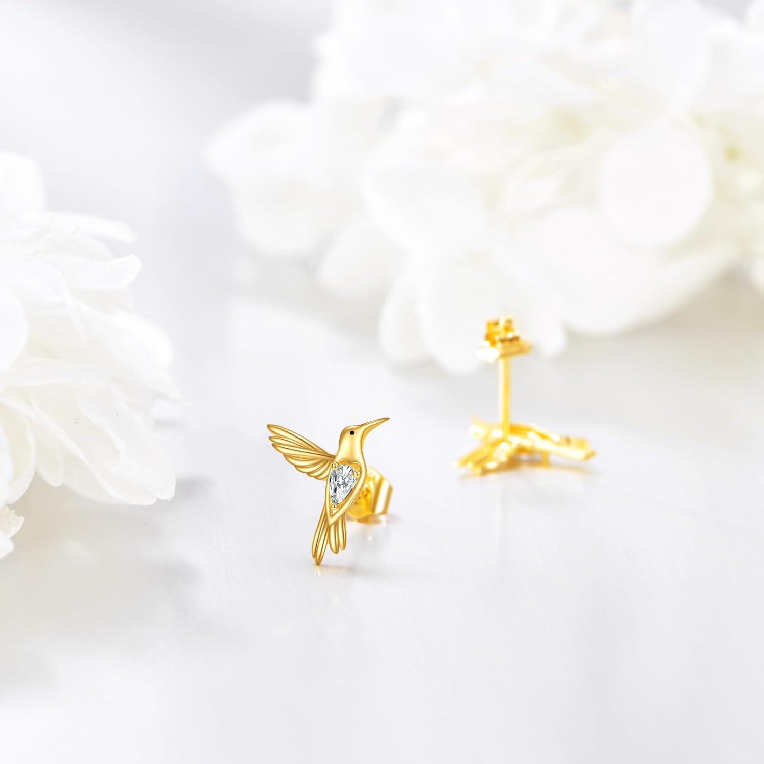  14K Yellow Gold Animal Stud Earrings with Cute Insect Design for Women -0-5