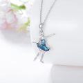wholesale 925 Sterling Silver Blue Enamel Ballet Dancer Pendant Necklace Gifts for Women-0-1