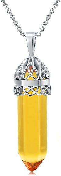 wholesale 925 Sterling Silver Yellow Citrine Gemstone Celtic Knot Pendant Necklace for Women Men Gifts-Celtic necklace-November