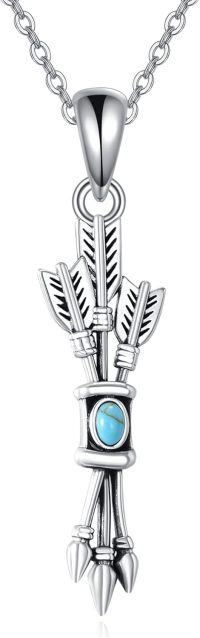 wholesale 925 Sterling Silver Turquoise Arrowhead Bow and Arrows Pendant Necklace s for Women-arrow