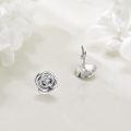 wholesale 925 Sterling Silver Flower Cubic Zirconia Stud Earrings for Women Girls  48x36mm-0-4