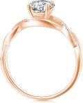 wholesale 14k Rose Gold Ring With Round Lab Diamond And Pave Band-0-6