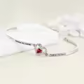 TOUPOP 925 Sterling Silver Bracelet Two Heart Bangle Adjustable Gift-0-2