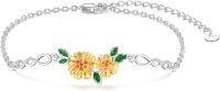 wholesale 925 Sterling Silver Infinity & Sunflowers Charm Bracelet for Women - Mothers Day Gifts-Sunflower Bracelet（two）