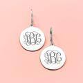 wholesale 925 Sterling Silver Gold Plated Monogram Round Disc Drop Earrings-0-7