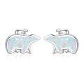 wholesale 925 Sterling Silver Opal Bear Stud Earrings-0-0