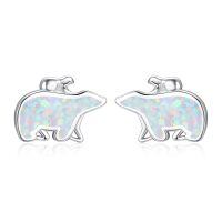 wholesale 925 Sterling Silver Opal Bear Stud Earrings-Polar Bear-B