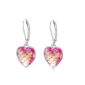 wholesale 925 Sterling Silver Multicolor Shell Mermaid Heart Leverback Hoop Earrings Wholesale-0-0