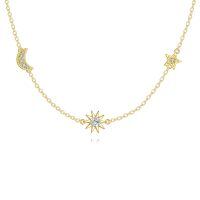wholesale 14k Gold Necklace With Moon Star Sun Charms-Sun Moon Star