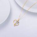 wholesale 14K Gold Heart-Shaped Calla Lily Pendant with White Stones and Accents - 16 Chain (Length Options)-0-3