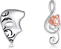 wholesale 925 Sterling Silver Treble Clef & Rose Love Pendant Drop Earrings Gift for Her-Mask-A