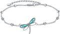 wholesale 925 Sterling Silver Dragonfly Charm Anklet with Abalone Shell Inlay and Beads for Women-0-0