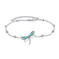 wholesale 925 Sterling Silver Dragonfly Charm Anklet with Abalone Shell Inlay and Beads for Women-0-0