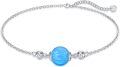 wholesale 925 Sterling Silver Blue Opal Beaded Adjustable Anklet for Women-0-0