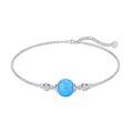 wholesale 925 Sterling Silver Blue Opal Beaded Adjustable Anklet for Women-0-0