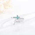 wholesale 925 Sterling Silver Turquoise Cross Ring Adjustable Faith Jesus Jewelry Gift for Women Girls-0-4