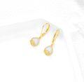 wholesale 14K Gold Moonstone Lotus Flower Leverback Dangle Earrings-0-1