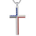 wholesale 925 Sterling Silver Cross Pendant With Red White And Blue Enamel Stars And Stripes Design-0-0