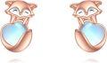 wholesale 925 Sterling Silver Heart-Shaped Moonstone Fox Stud Earrings for Women-0-0